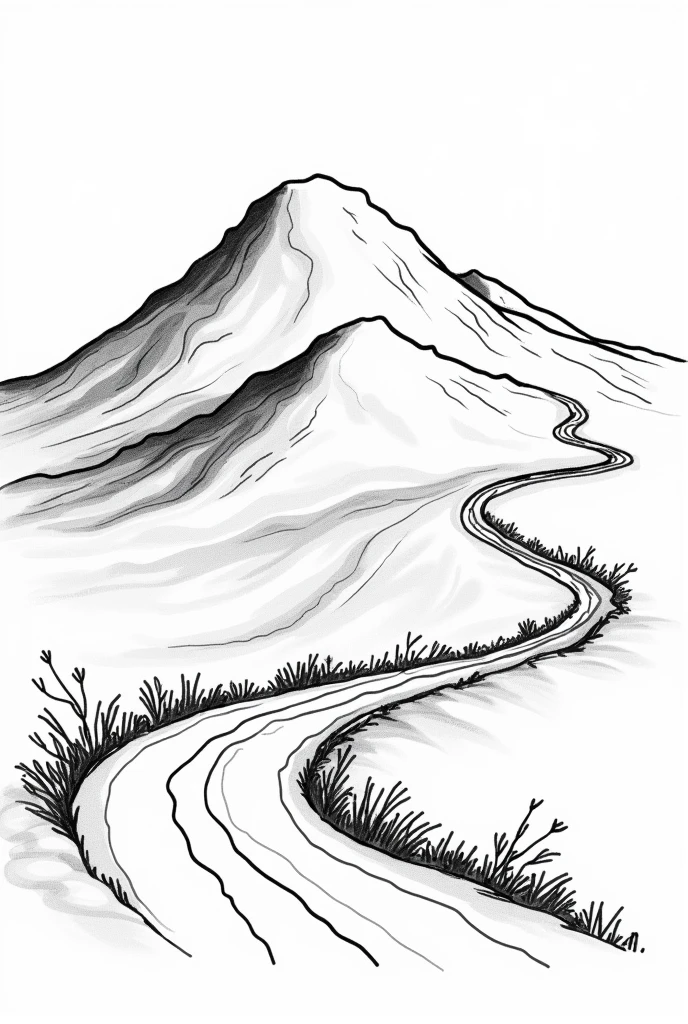 A hill in the background, rounded top, snowless. A winding road that leads to the hill. It must be a black and white drawing to make the IVISTUR TOURS AND TRANSFERS logo