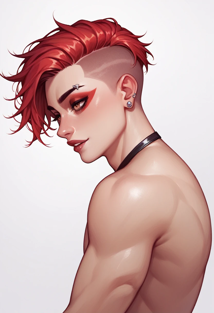 boy, Red-Haired, hairless Corte undercut, moreno cabello oscuro