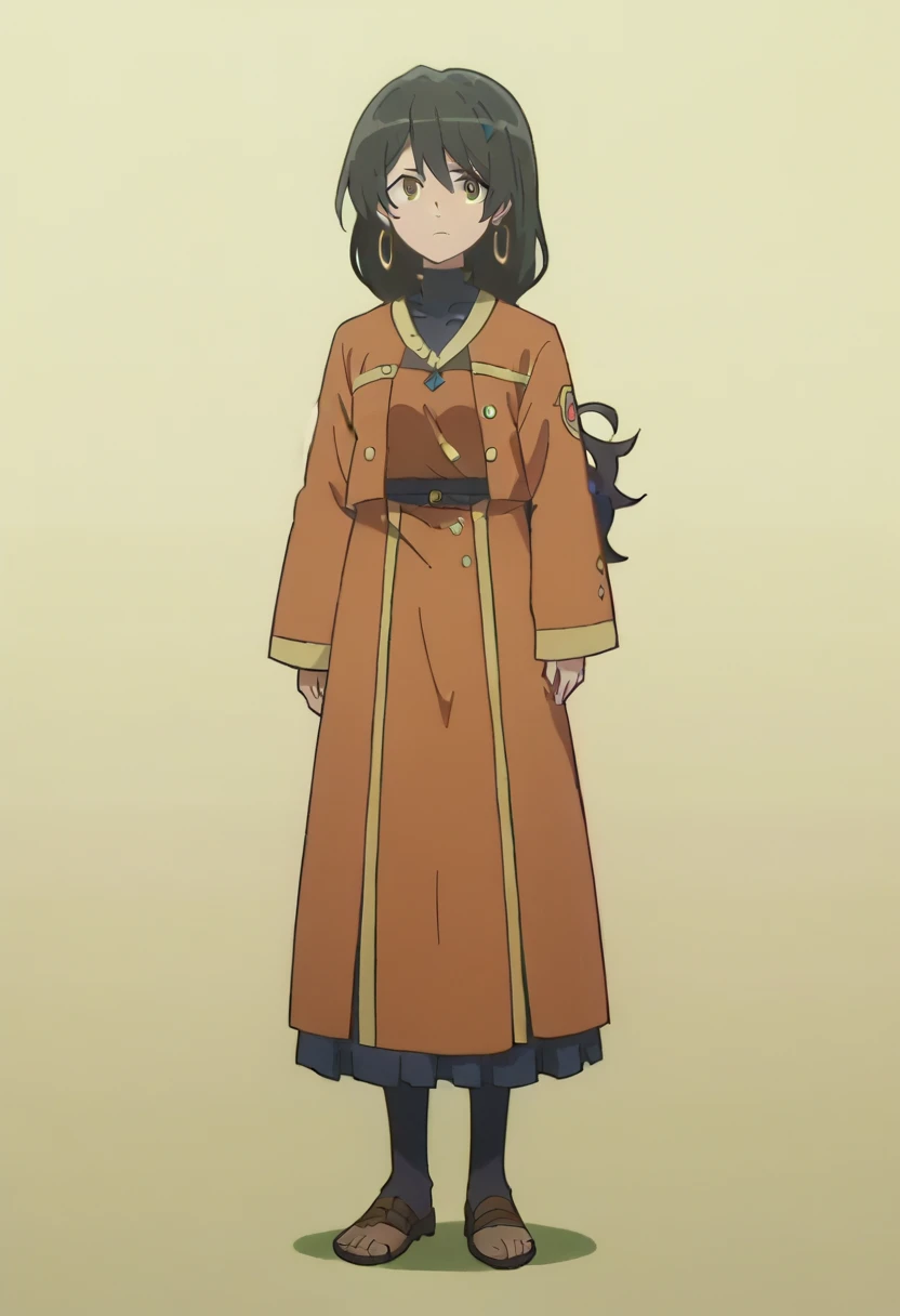 Lena Tall, black hair, anime screencap, full body