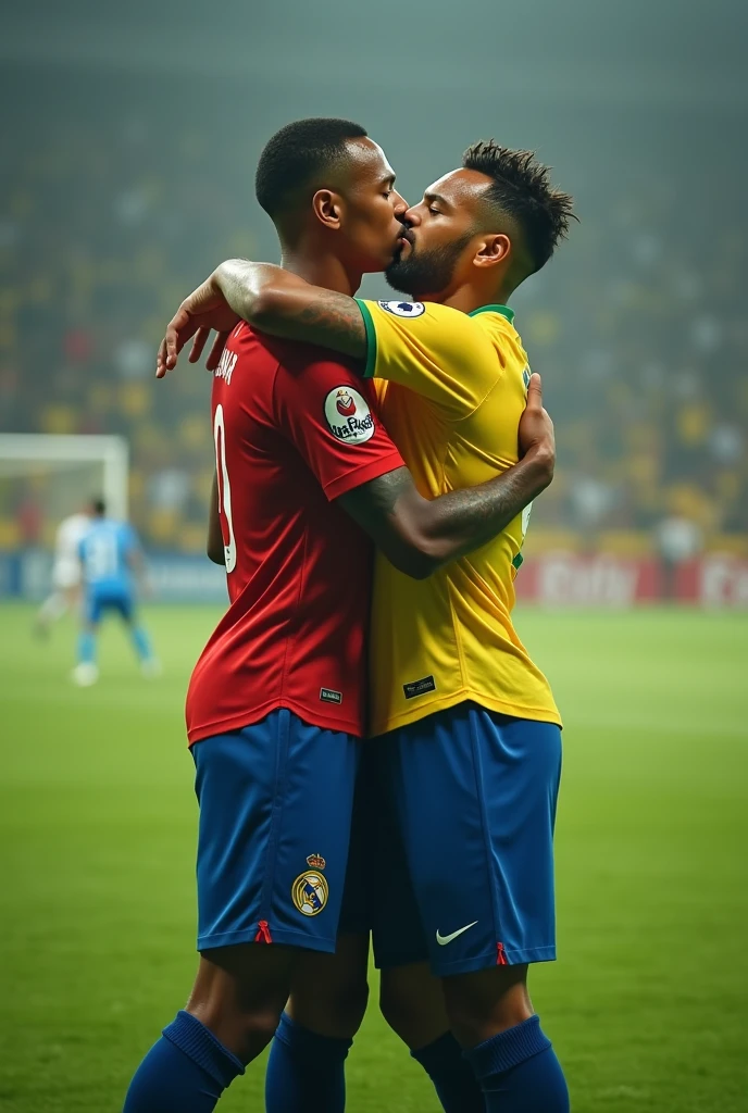 Mbappe Kissing Neymar