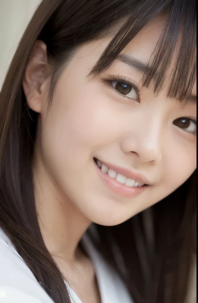 best quality, face focus, soft light, ultra high res, (photorealistic:1.4), RAW photo,(Shinozaki Ai), white skin, kawaii,
1 Japanese girl, solo, cute, (smile:1.2), (pupil, lights in the eyes),  detailed beautiful face, Medium-sized breasts,(high resolution detail of human skin texture),(long hair),(portrait), upper body, white traditional kimono, no make