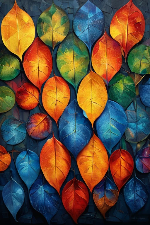 artme,colorful leaf,, (masterpiece, Best Quality, high quality, High resolution, ultra detailed),