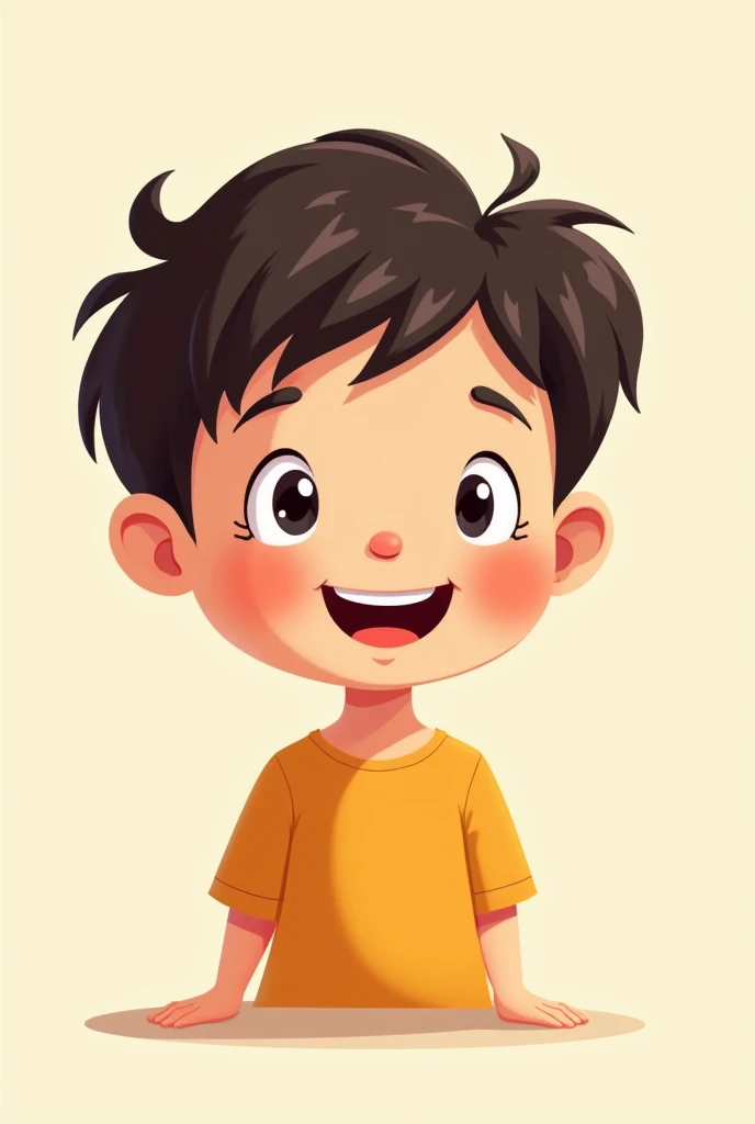 A happy 2d cartoon boy with no background