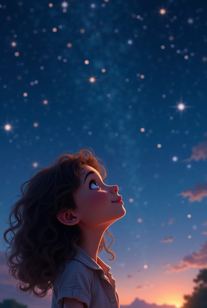 Jessica  looked up at the stars,
- Age: 12
- Personality: Curious, adventurous, brave, kind
- Appearance: Bright brown eyes, long curly brown hair, smiley face, slender build
