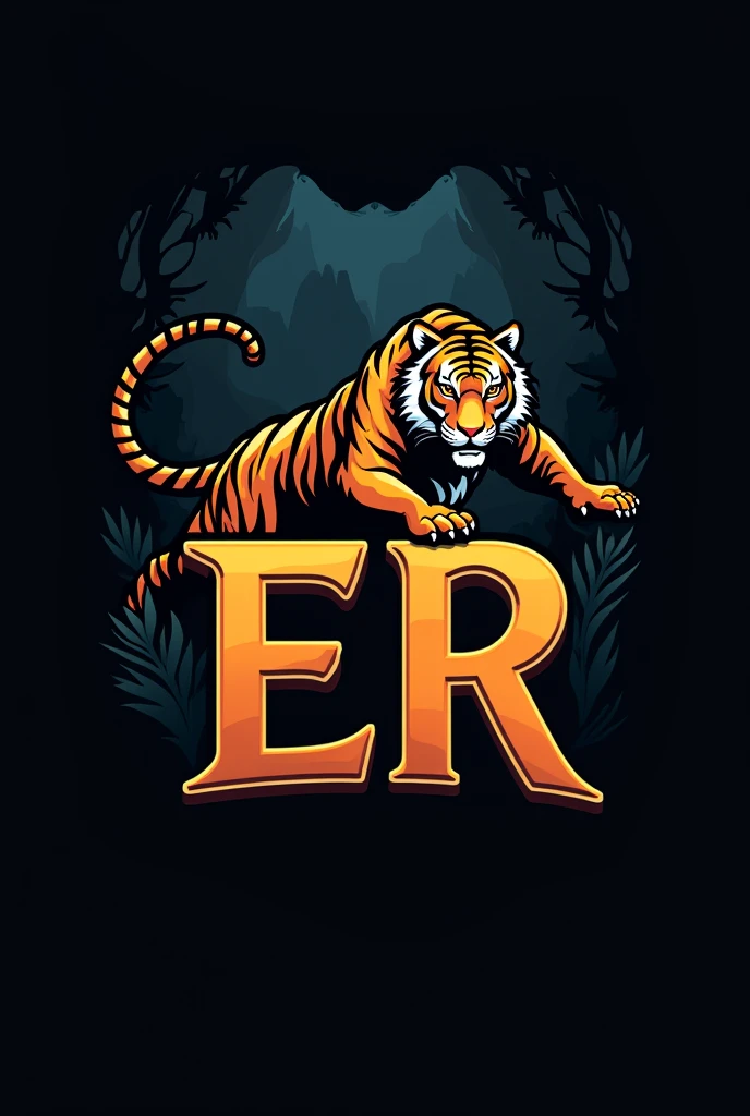 I want a logo with the initials of my name "Eduardo Rondon" AND IN THE BACKGROUND SOMETHING OF TIGER