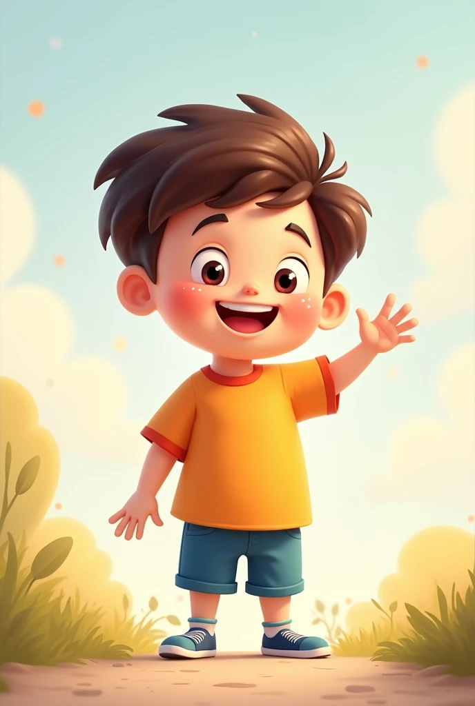 A happy 2d cartoon boy 