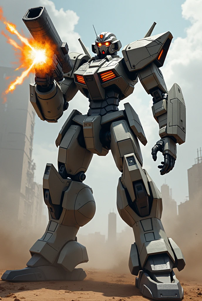 Mecha firing with gun illustration image
