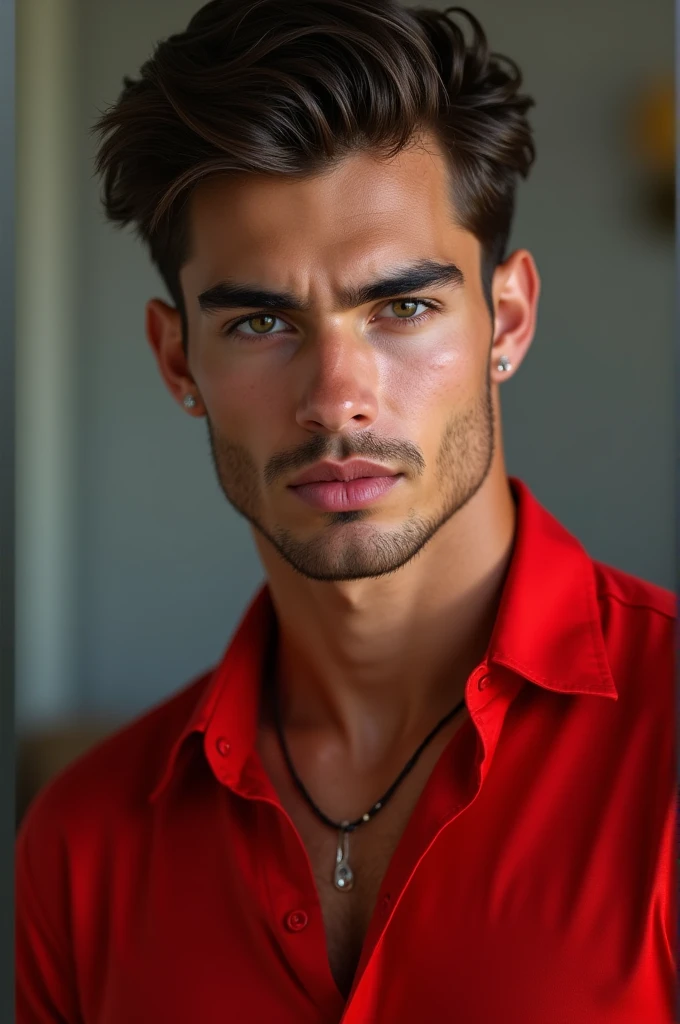 Sexy boy in red shirt