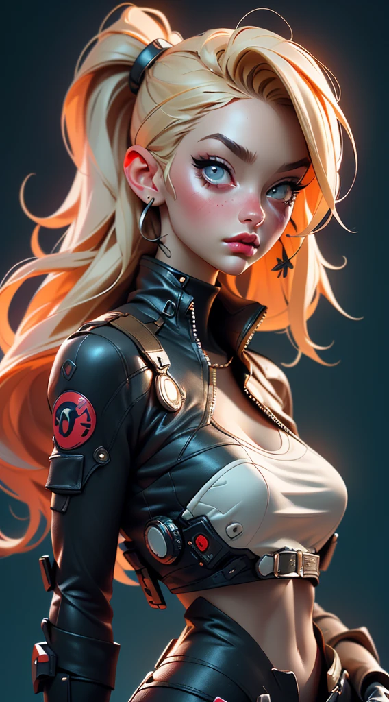 [Core Concept] A stunningly realistic, award-winning cyberpunk portrait of a beautiful, technologically-enhanced woman with a striking post-apocalyptic aesthetic.

[Character Description] The subject is a captivating "goth cyberpunk girl" with long, flowing blonde hair. She has an alluring, seductive presence, with a figure that accentuates her "super huge, enormously gigantic" bust and cleavage.

[Environment/Background] The background is minimal, allowing the subject to take center stage in this high-resolution, masterfully composed photograph.

[Style and Atmosphere] The overall style is a perfect blend of Harajuku-inspired cyberpunk tech-wear and a post-apocalyptic color palette, creating a captivating and visually striking atmosphere.

[Composition] The subject is framed in a way that highlights her most alluring features, drawing the viewer's attention to her sensual and seductive presence.

[Details and Embellishments] The portrait is filled with intricate details, from the textures and patterns of her cyberpunk attire to the subtle nuances of her facial features and expression, all rendered with the utmost care and precision.

[Technical Specifications] This is a high-quality, award-winning portrait photograph, captured with the best equipment and techniques to deliver a truly stunning and immersive visual experience.