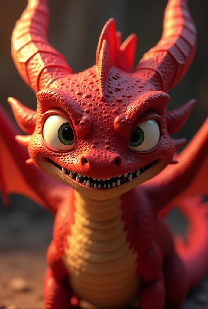 evil big, terriyimg and  very angry red dragon pixar cartoon
