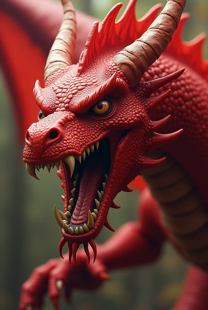 evil big, terriying and  very angry red dragon 
