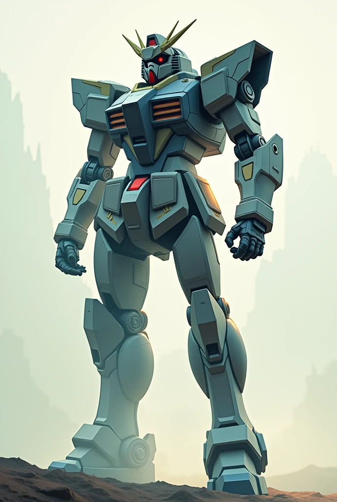 Create a mecha illustration who's half body is fading away in the air
