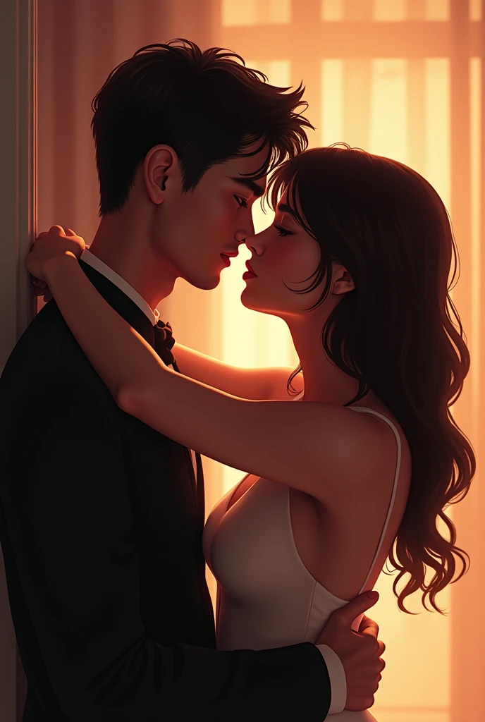 A person kissing another person