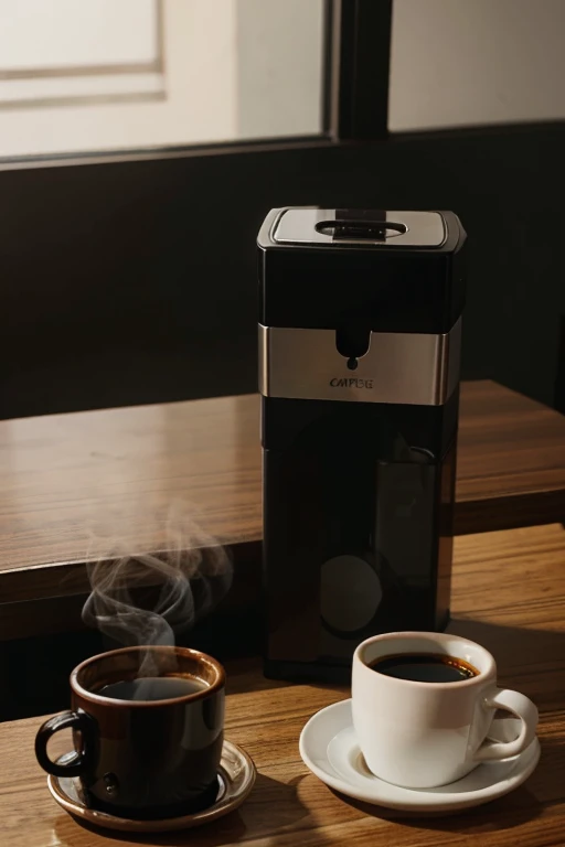 A pack of cigarettes accompanied by a cup of black coffee on the table.