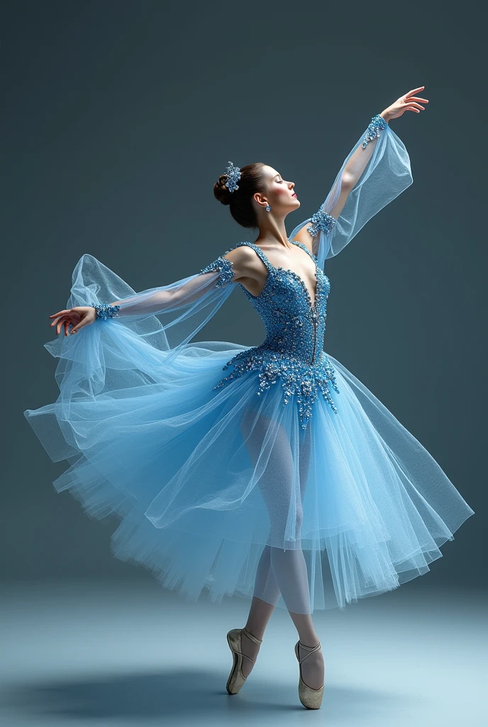Classical ballerina with blue gemstone classical ballet costume Beautiful and luxurious conceptual photo High quality 8k No defects 