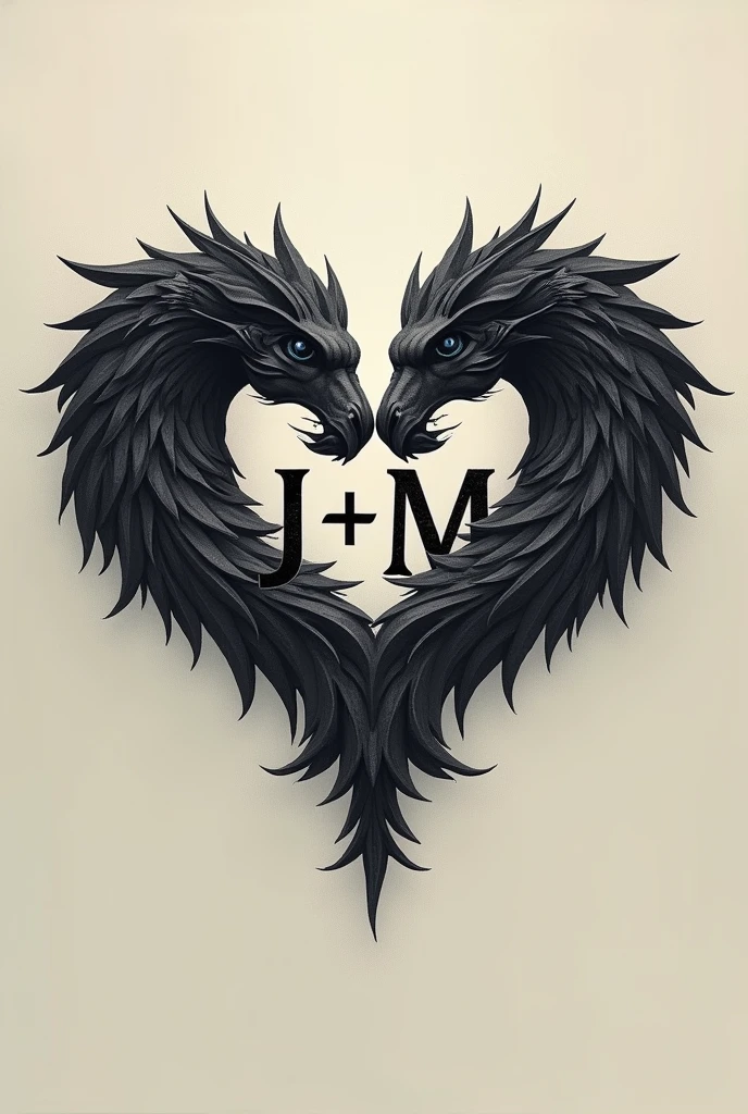 A heart with the initials J+M in the center but masculine not so dark