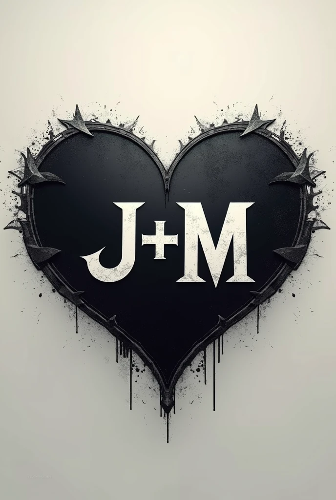 A heart with the initials J+M in the center but masculine and clear