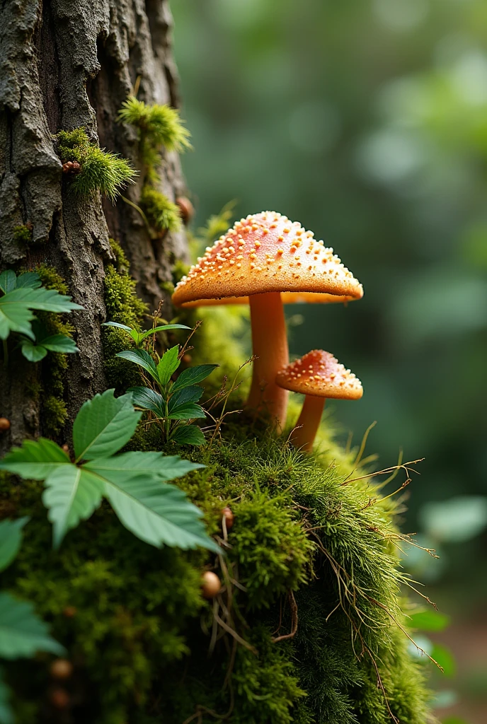 Herbs, fungus, moss, willow leaves and ferns
