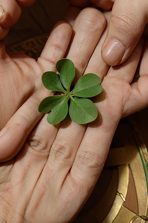 Four leaf clover in the hands of the US President