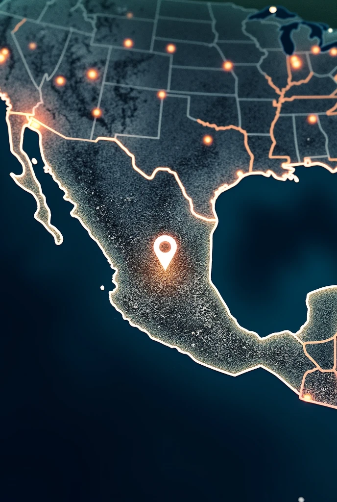 Create a futuristic image of the geography of Mexico, where I put a point in Tampico Tamaulipas and that from that point I take arrows to the countries of Europe and Latin America, as if these were connected as networks, that has arrows that go from Mexico to different parts of the world, 