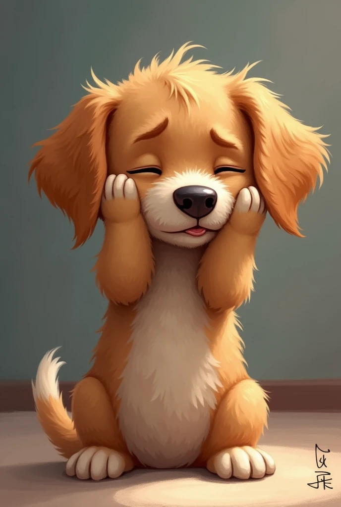 Dog covering his ears
