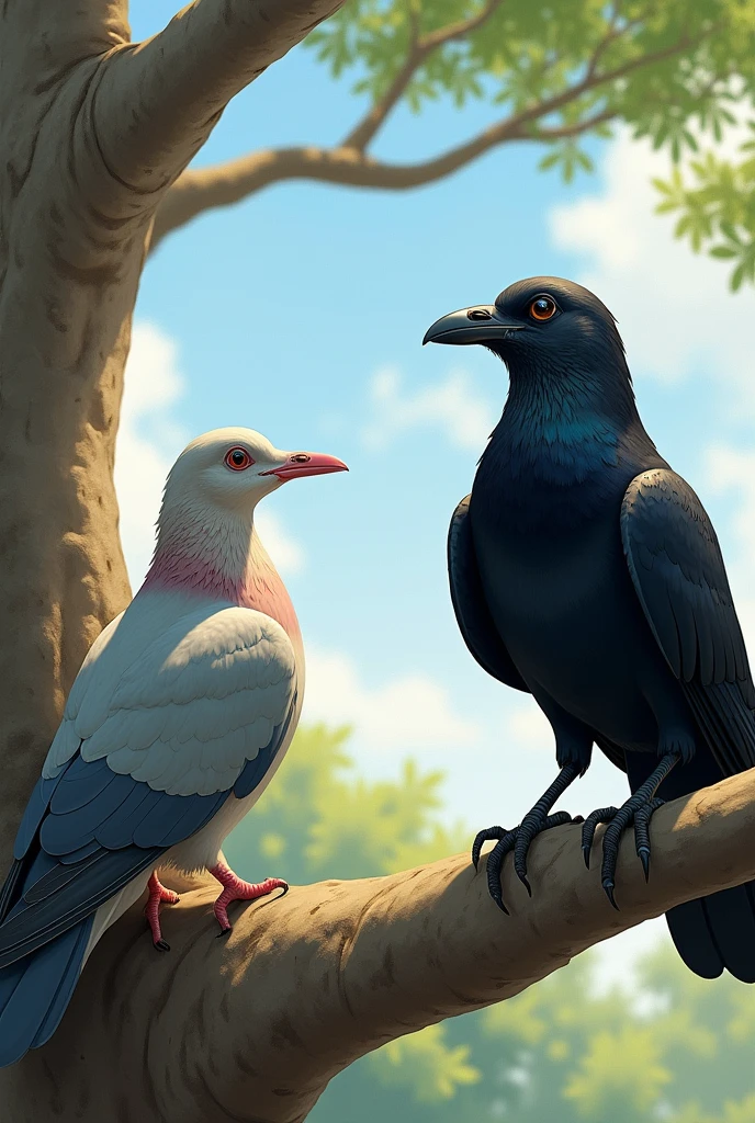 The dove gives the crow some advice.
