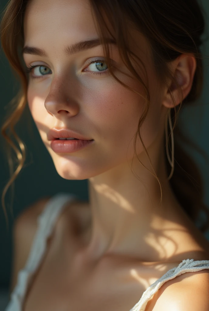 ((1 Russian woman)), 12 years old, young)), ethereal beauty, slim,Hard breasts, Soft Light, ((David Hamilton Style)), Close-up masterpiece, 最high quality, Photorealistic, 8k, High resolution, Detailed skin, 8k ウルトラHD, Digital SLR, Soft Lighting, high quality, Film Grain, Fujifilm XT3, in leggings