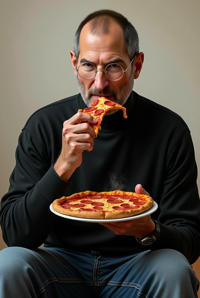 Steve jobs eating pizza