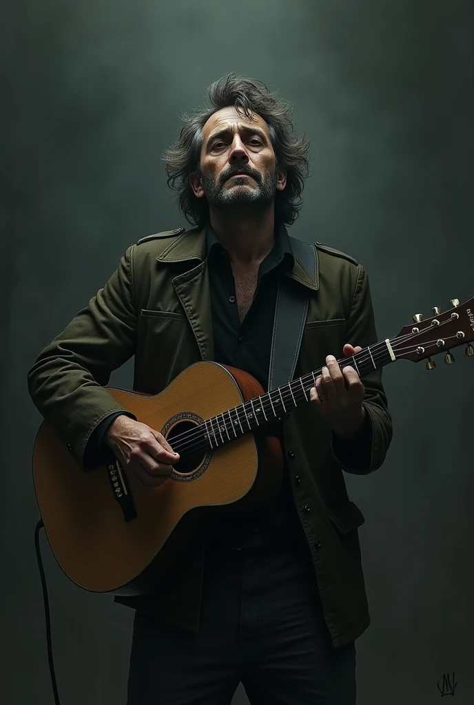 Make a logo about
A man playing guitar and singing depression
His name is Mr.Melancholy