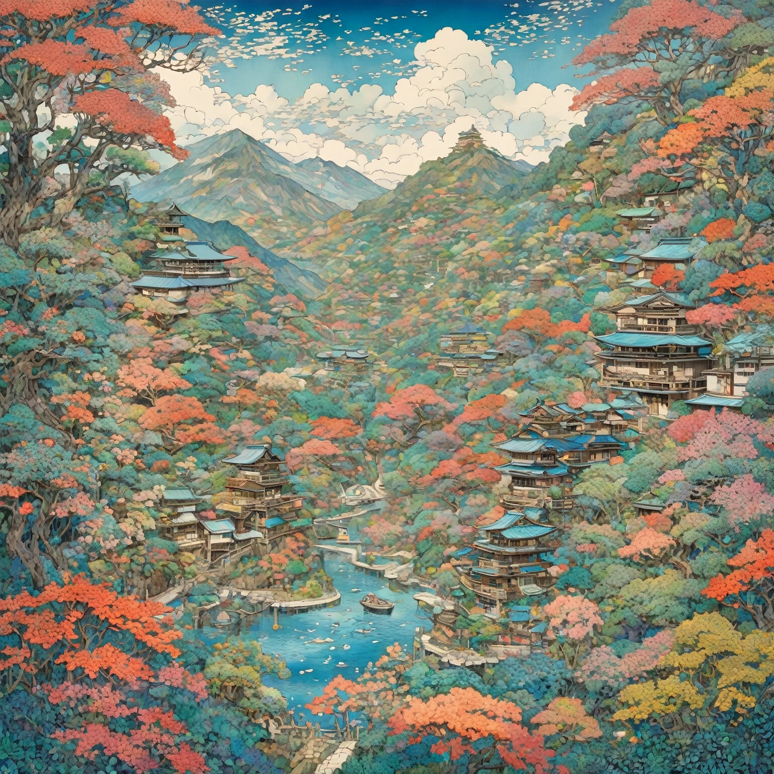 One Girl, Japan, they are, (art:Hiroshi Yoshida )   Very detailedな, beautifully、beautiful, 
masterpiece, Highest quality, Realistic, zenTangle, Mandala, Tangle, enTangle, フラクタルart, Very detailed, Dynamic Angle, The most beautiful form of chaos, elegant, Brutalist Design, Vibrant colors, Romanticism, silk,