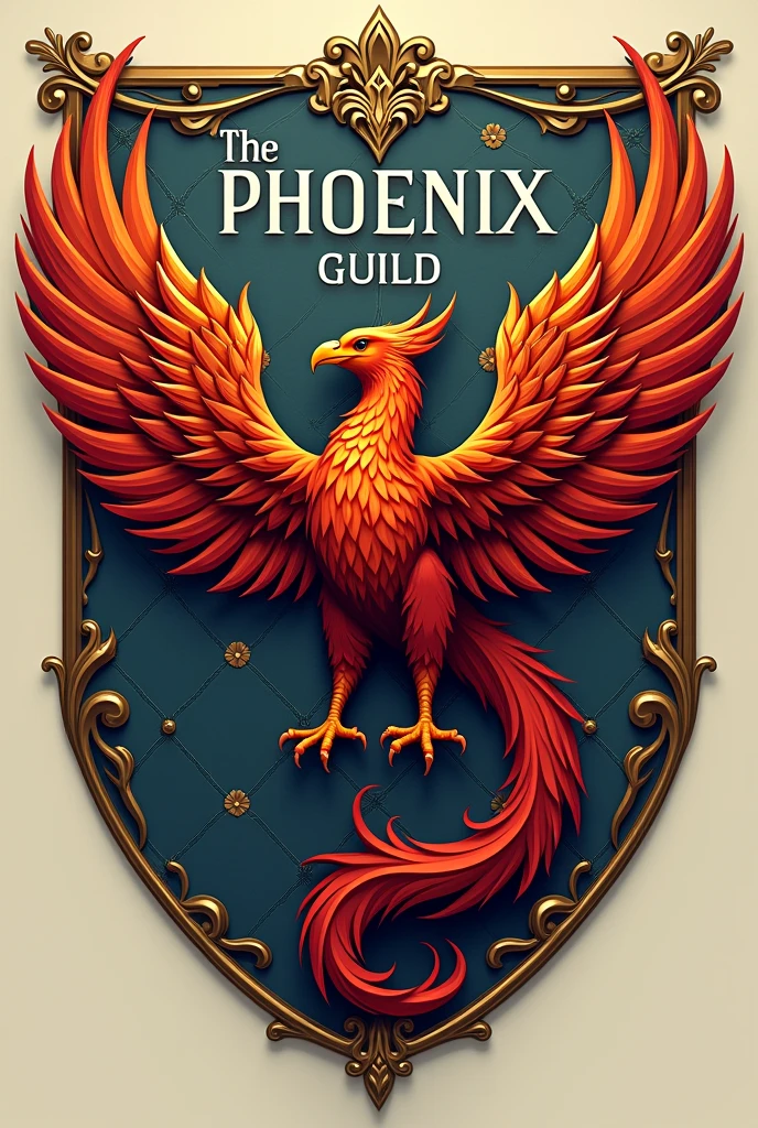 Representative logo for a medieval clan with the name written in the logo The Phoenix Guild