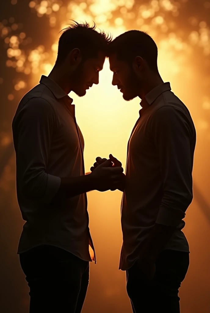 Silhouette of two men holding hands