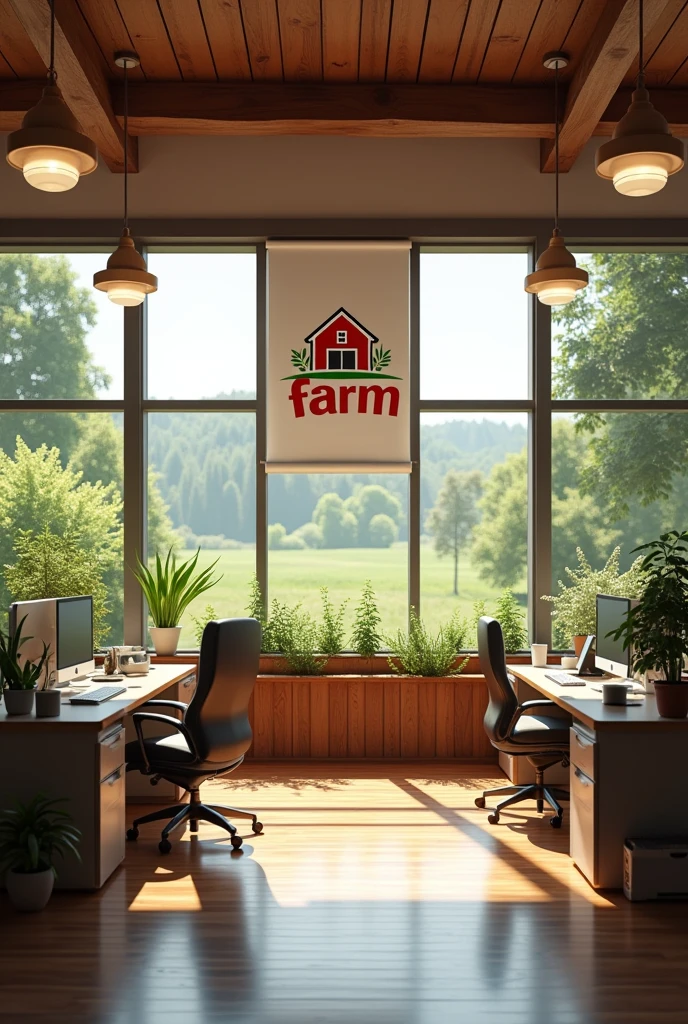 3D office room with farm logo