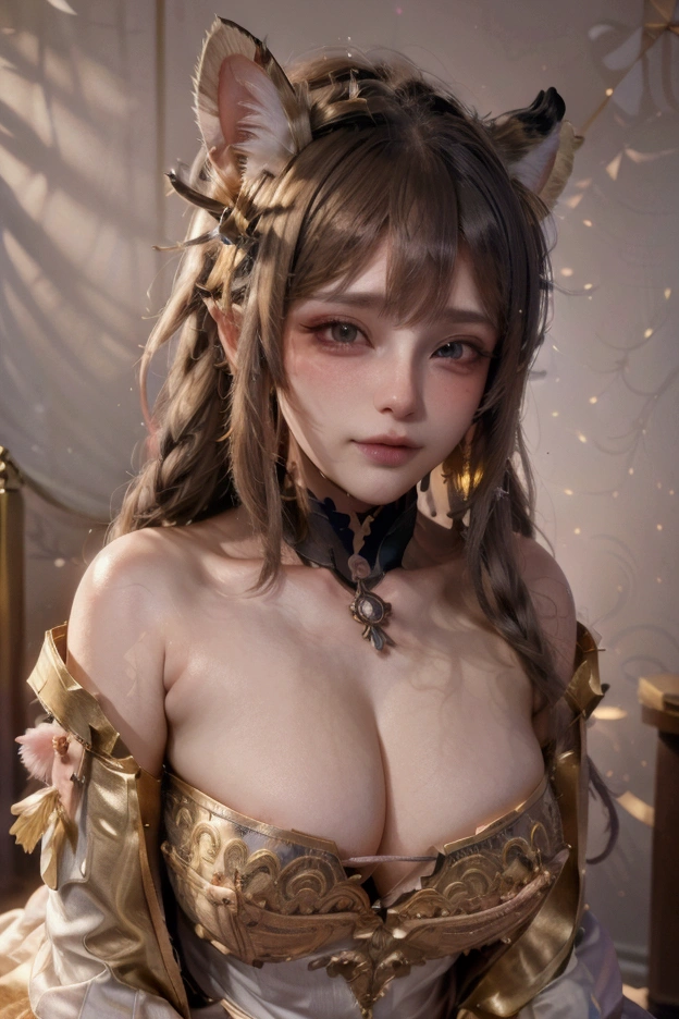 original, intricate detail, illustration, masterpiece, extremely detailed CG unity 8k wallpaper, highlight, sharpening, dynamic, bokeh, , a beautiful girl with animal_ears and hair_ornament