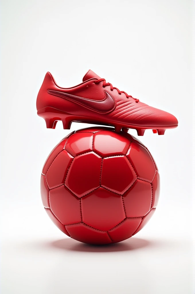 a beautiful image of a red soccer shoe standing on a red ball, if the background is white