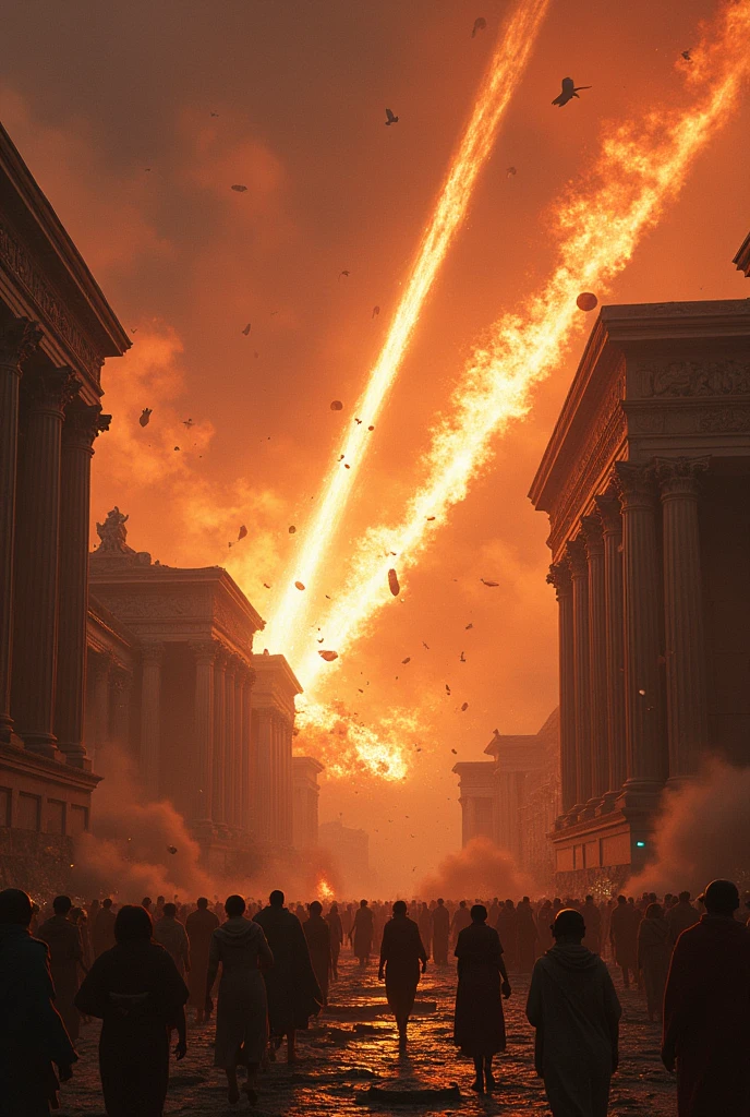 Destruction of Rome by meteors