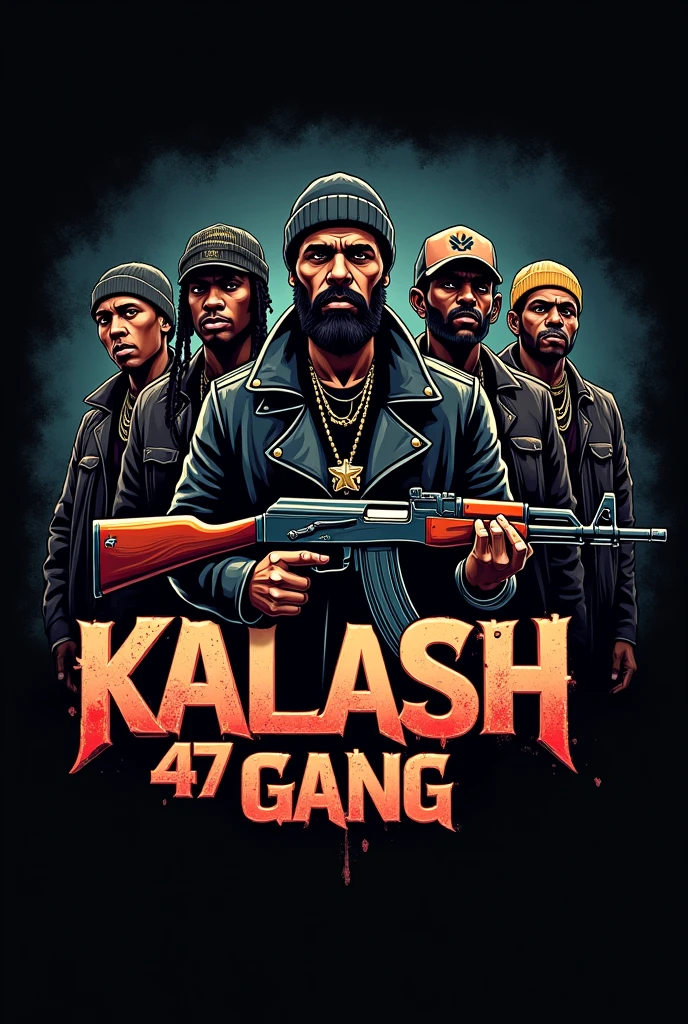 Haceme un logo con ak47 y q diga KALASH47-GANG con 5 GANSTER