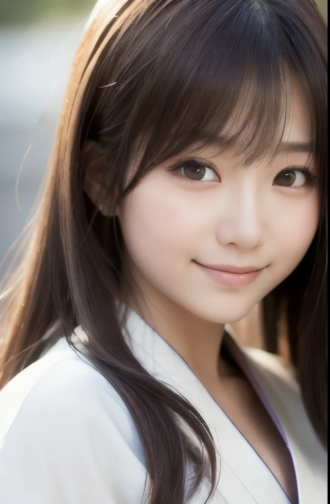 best quality, face focus, soft light, ultra high res, (photorealistic:1.4), RAW photo,(Shinozaki Ai), white skin, kawaii,
1 Japanese girl, solo, cute, (smile), (pupil, lights in the eyes), detailed beautiful face, Medium-sized breasts,(high resolution detail of human skin texture),(long hair),(portrait), upper body, white traditional kimono,