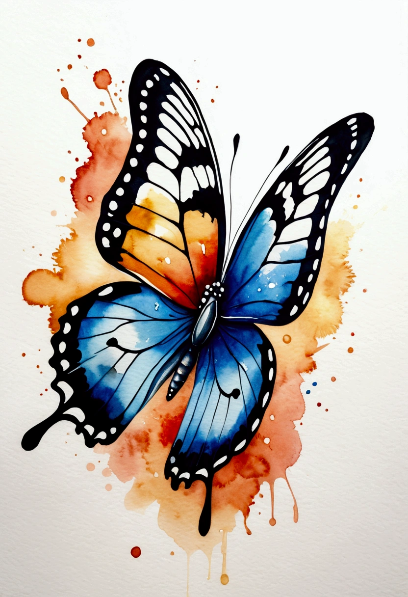 Painting of a butterfly . Trend Aquarell, detailed, non-realistic rendering, Streetstyle, Astrology