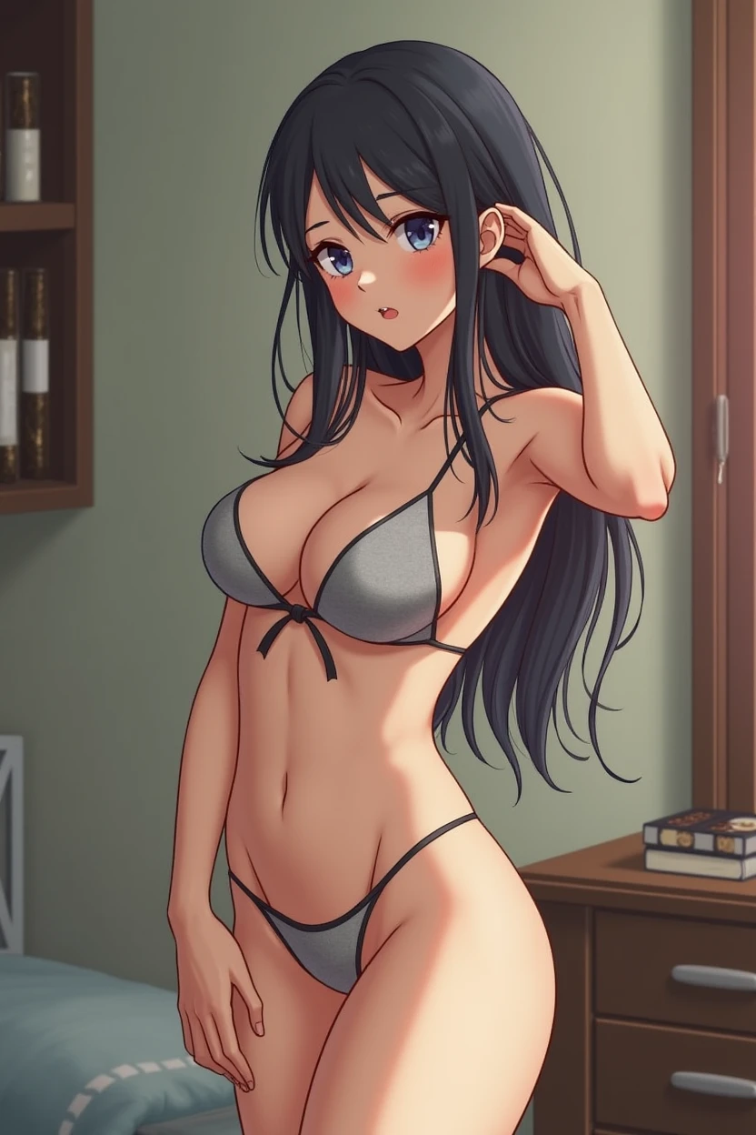 anime woman, naked standing