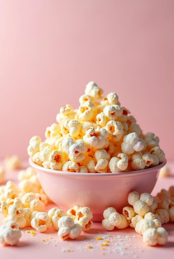 Create an image of gourmet popcorn with a pastel background