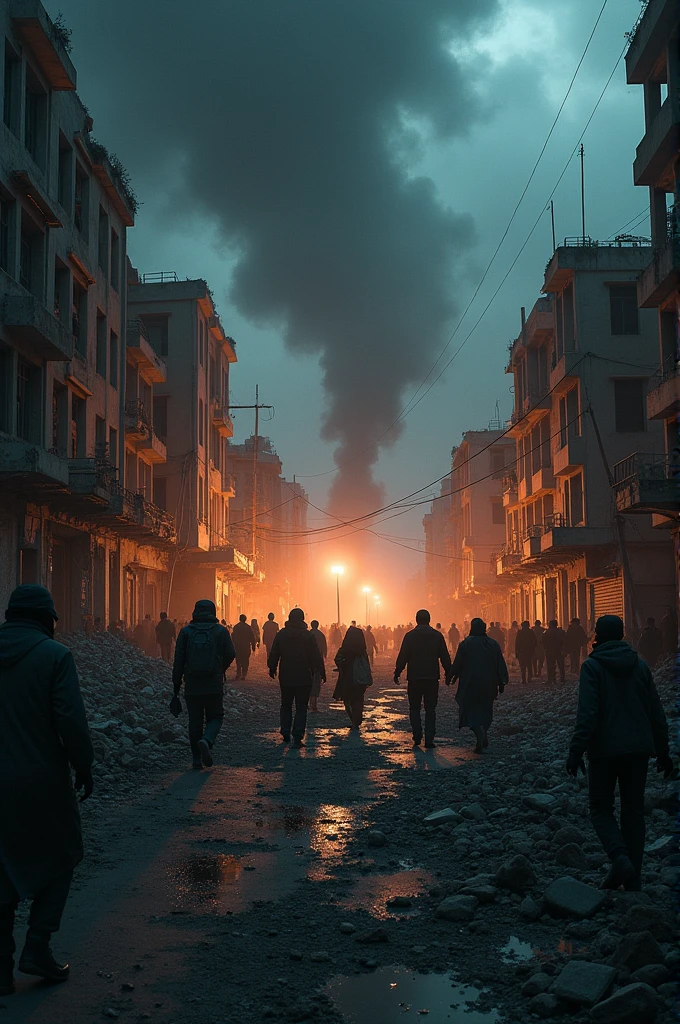 Gaza bombing at night scenes