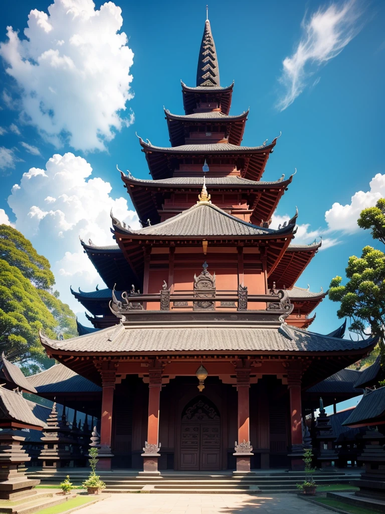 Temple place in Bali, beautiful sky and clouds, traditional culture, beautiful Indonesia, stunning scenery, 