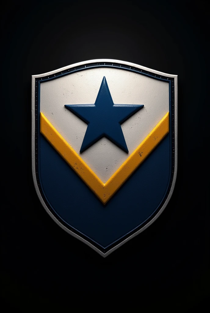 Create the image of a shield similar to that of the Colombian national team with the color black,dark blue and white