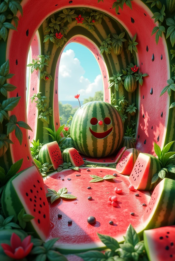 Room made of watermelon