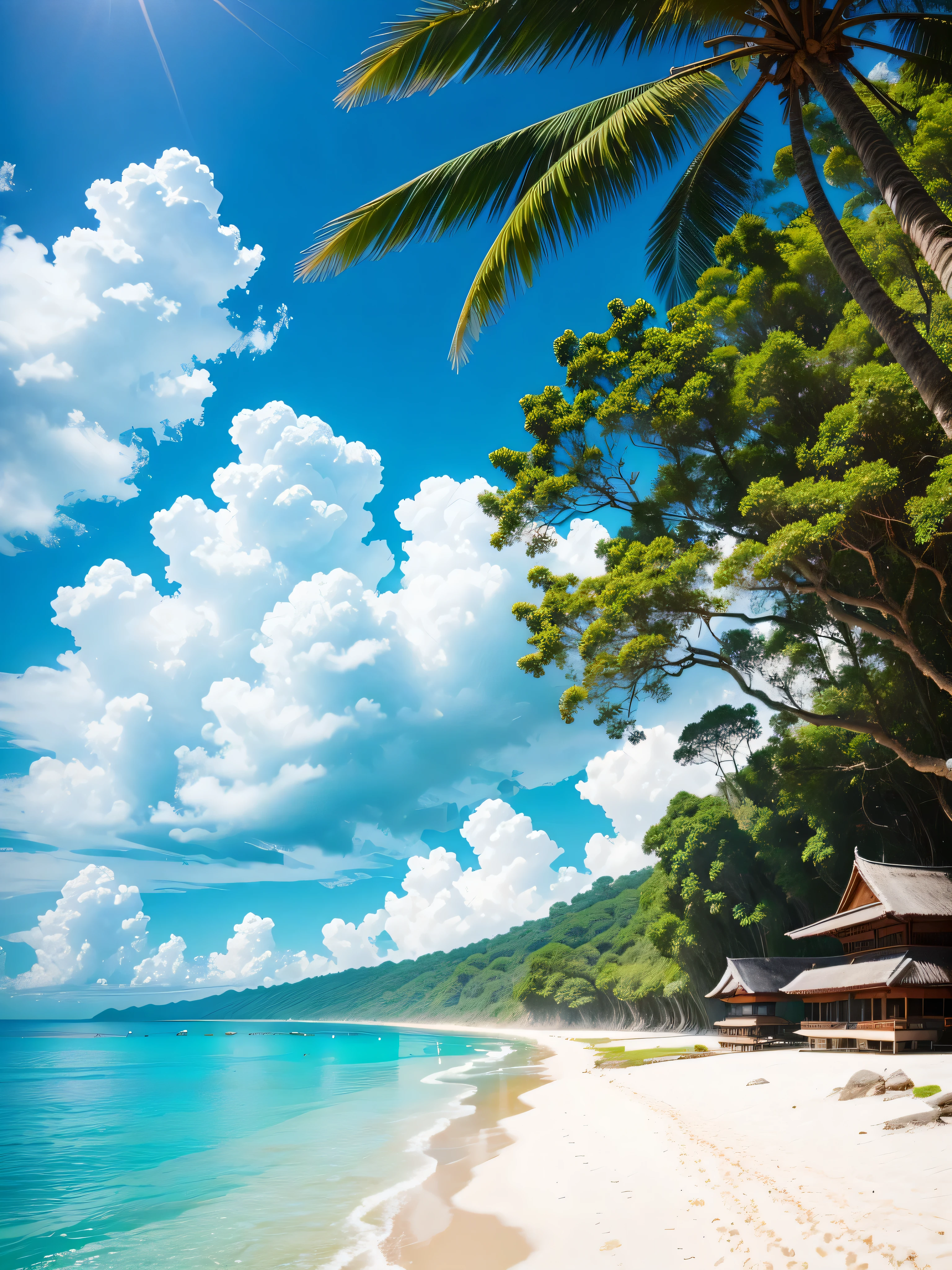 Beach coast, white sand, Beaches in Bali, beautiful sky and clouds, traditional culture, beautiful Indonesia, stunning scenery, 