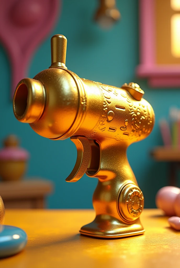 Spray gun, gold plated, cartoon