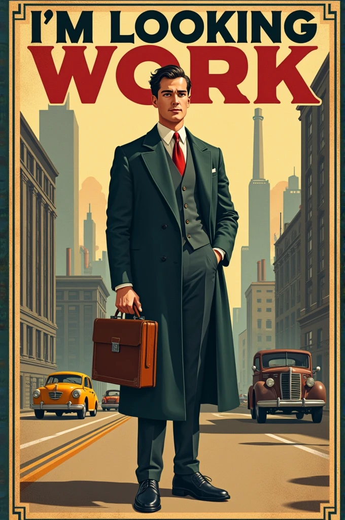 Create a poster from the 1920s that says I'm looking for work