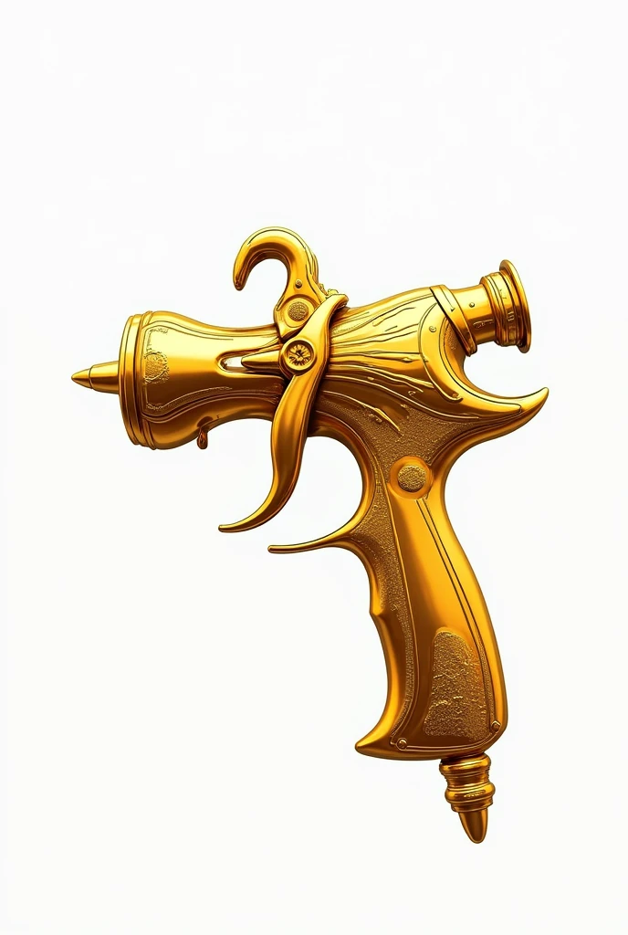 Spray gun, gold plated, anime, White background