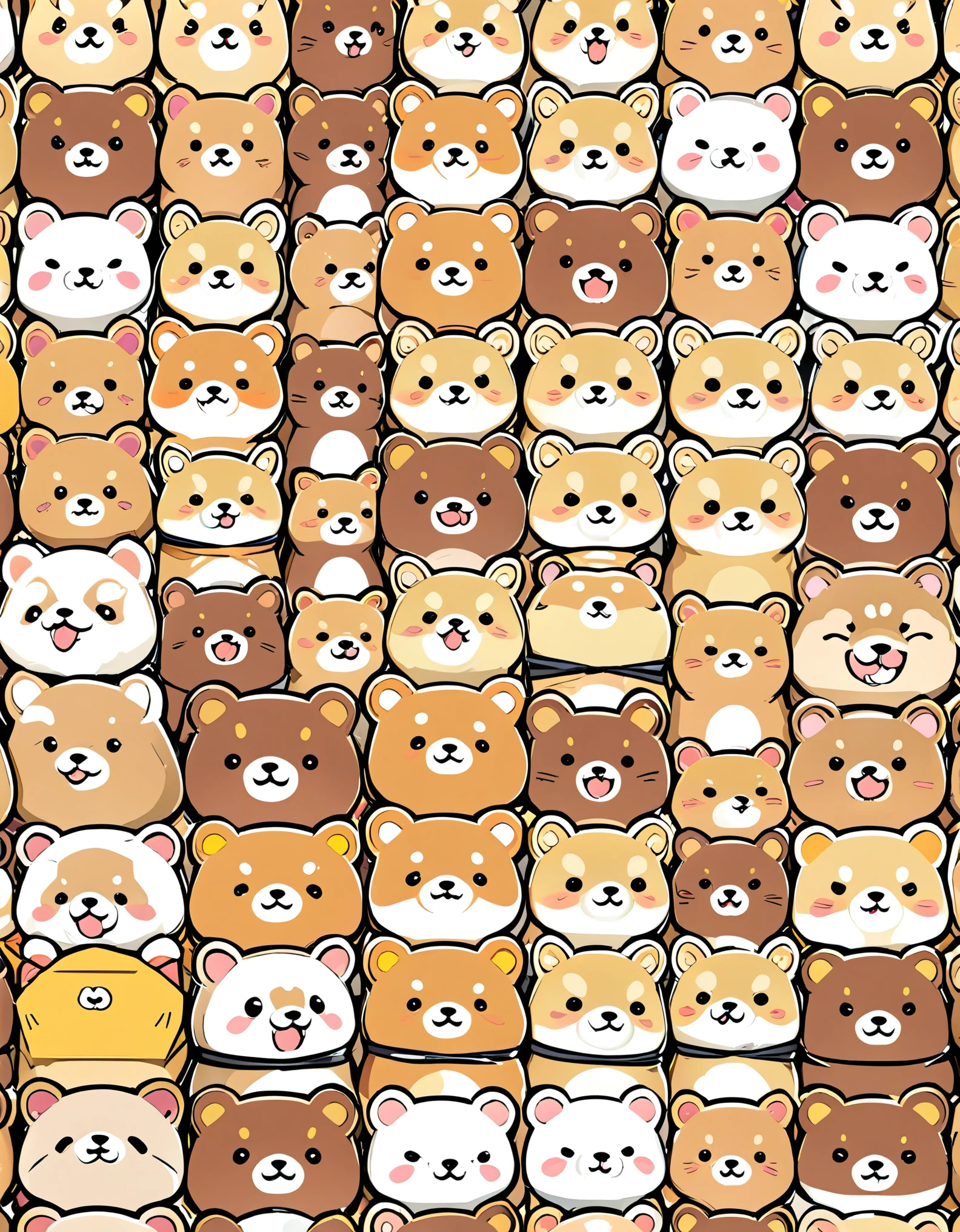 (masterpiece:1.2, Highest quality,Highest quality,Very detailedな:1.2),(Very detailed),8k,(A wrapping paper design featuring a row of small Shiba Inu faces,cute,Deformation,Very simple design,Rilakkuma style)